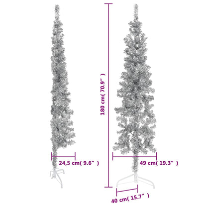 Künstlicher Halb-Weihnachtsbaum Ständer Schlank Silbern 180 cm - Pazzar.ch