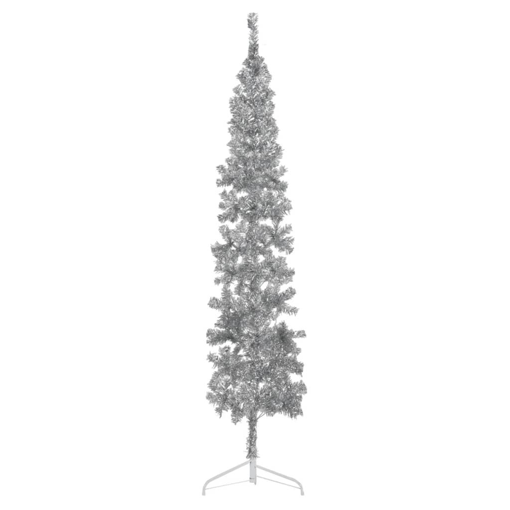 Künstlicher Halb-Weihnachtsbaum Ständer Schlank Silbern 210 cm - Pazzar.ch