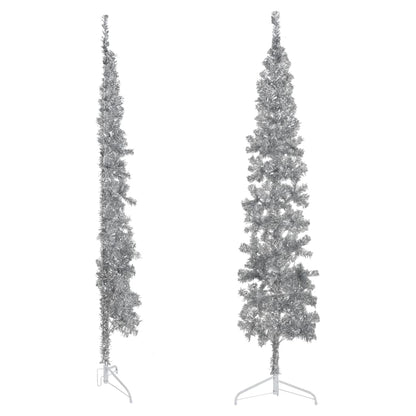 Künstlicher Halb-Weihnachtsbaum Ständer Schlank Silbern 240 cm - Pazzar.ch