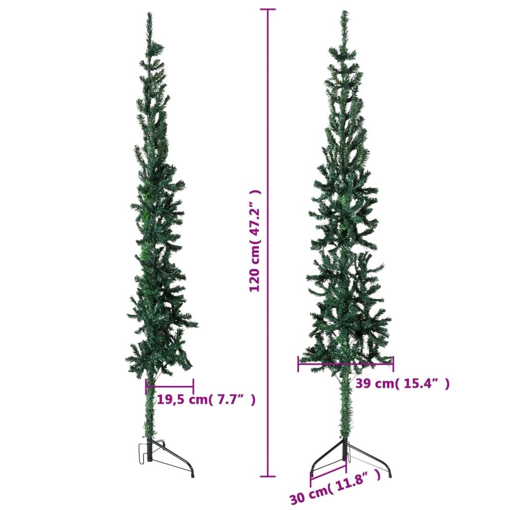 Künstlicher Halb-Weihnachtsbaum mit Ständer Schlank Grün 120 cm - Pazzar.ch