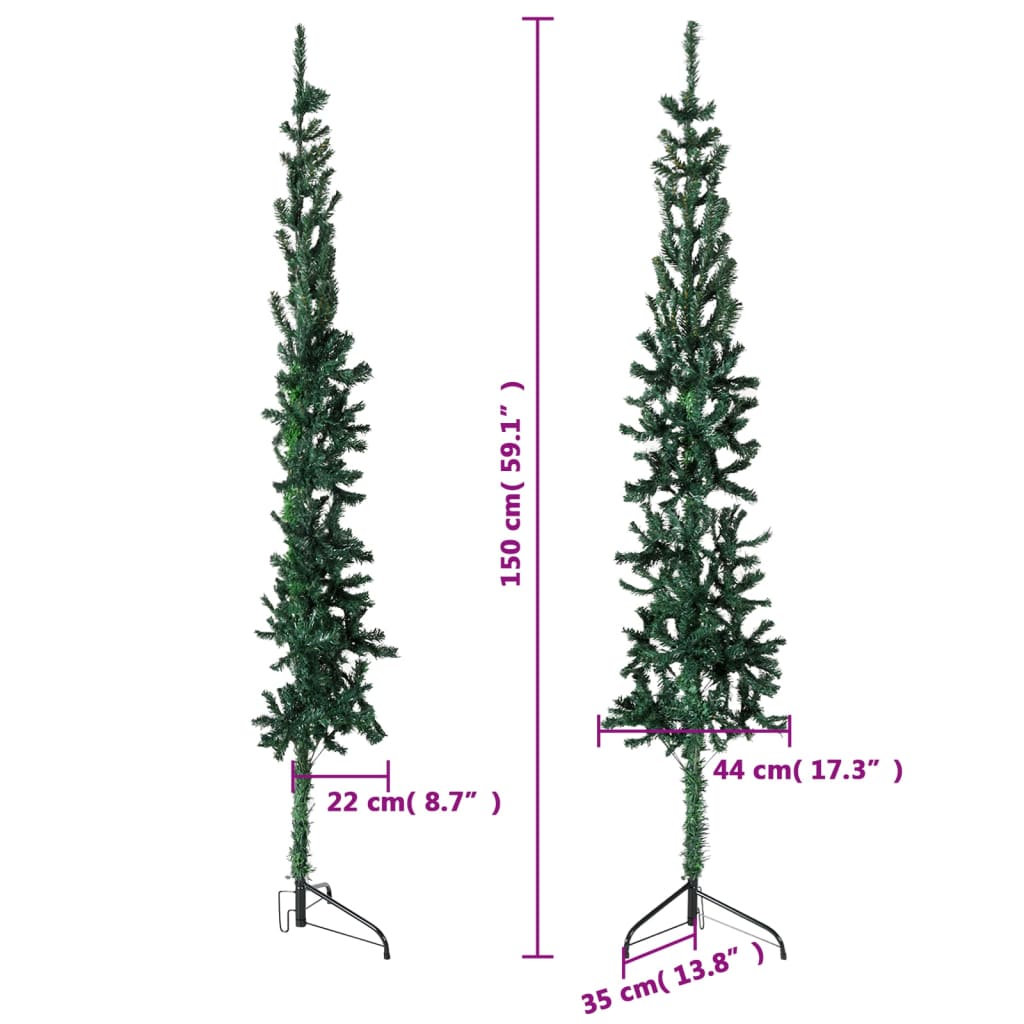 Künstlicher Halb-Weihnachtsbaum mit Ständer Schlank Grün 150 cm - Pazzar.ch