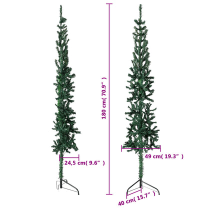 Künstlicher Halb-Weihnachtsbaum mit Ständer Schlank Grün 180 cm - Pazzar.ch