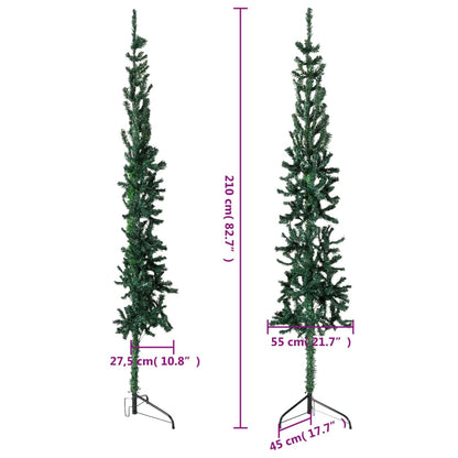 Künstlicher Halb-Weihnachtsbaum mit Ständer Schlank Grün 210 cm - Pazzar.ch