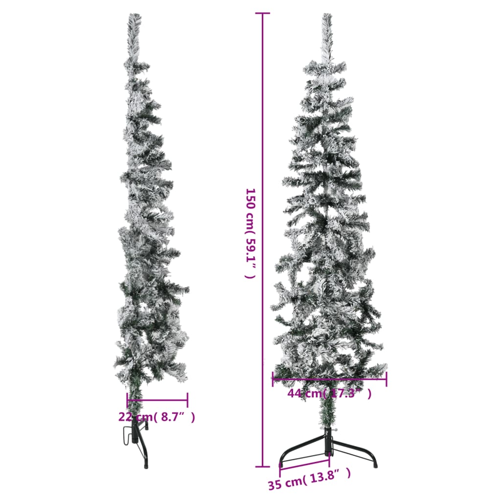 Künstlicher Halb-Weihnachtsbaum mit Schnee Schlank 150 cm