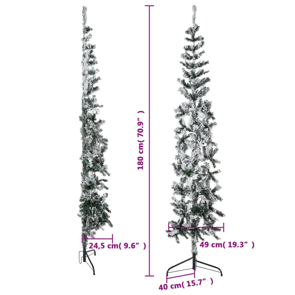 Künstlicher Halb-Weihnachtsbaum mit Schnee Schlank 180 cm - Pazzar.ch