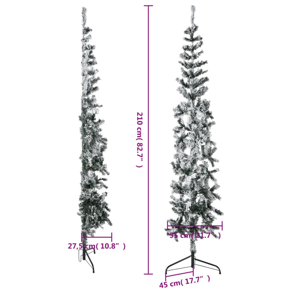 Künstlicher Halb-Weihnachtsbaum mit Schnee Schlank 210 cm - Pazzar.ch