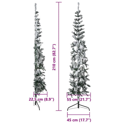 Künstlicher Halb-Weihnachtsbaum mit Schnee Schlank 210 cm - Pazzar.ch
