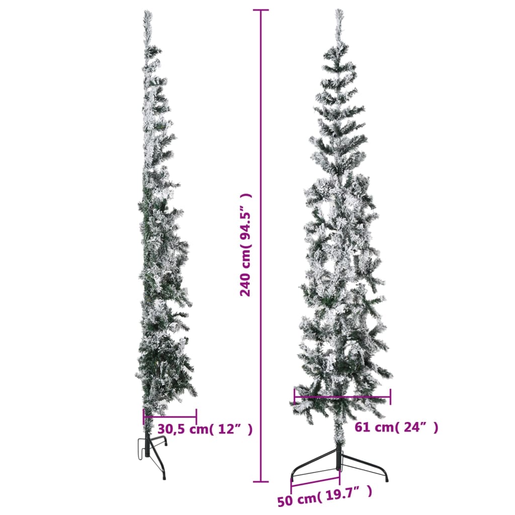 Künstlicher Halb-Weihnachtsbaum mit Schnee Schlank 240 cm - Pazzar.ch