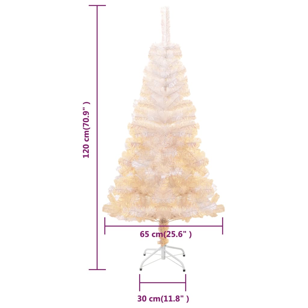 Künstlicher Weihnachtsbaum Schillernde Spitzen Weiß 120 cm PVC - Pazzar.ch