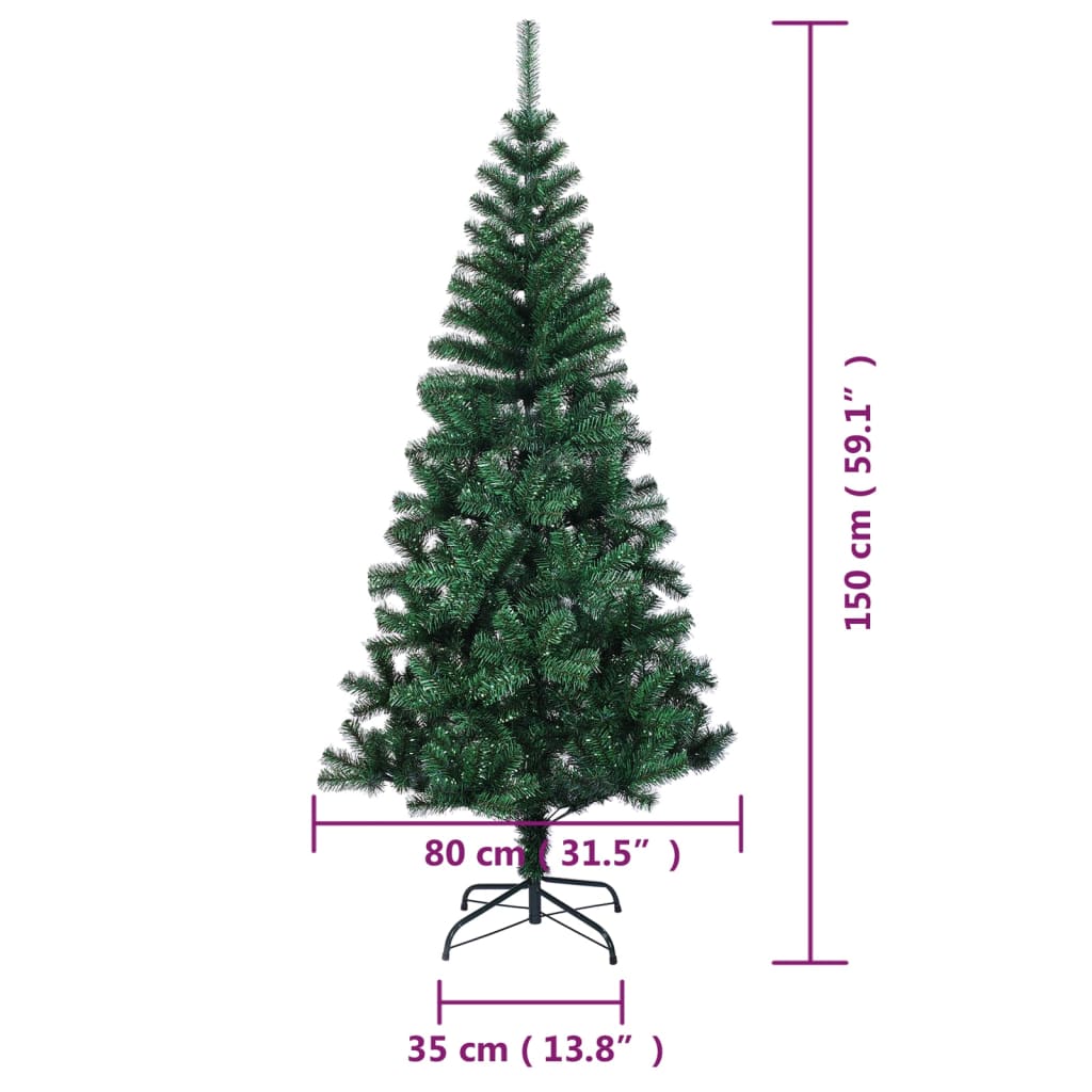 Künstlicher Weihnachtsbaum Schillernde Spitzen Grün 150 cm PVC - Pazzar.ch