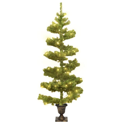 Spiral-Weihnachtsbaum mit Beleuchtung und Topf Grün 120 cm - Pazzar.ch