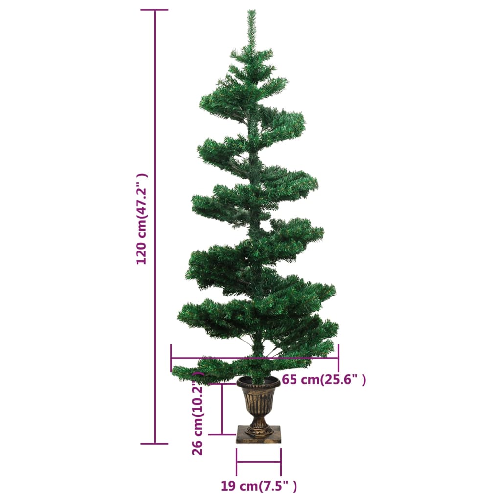 Spiral-Weihnachtsbaum mit Beleuchtung und Topf Grün 120 cm - Pazzar.ch