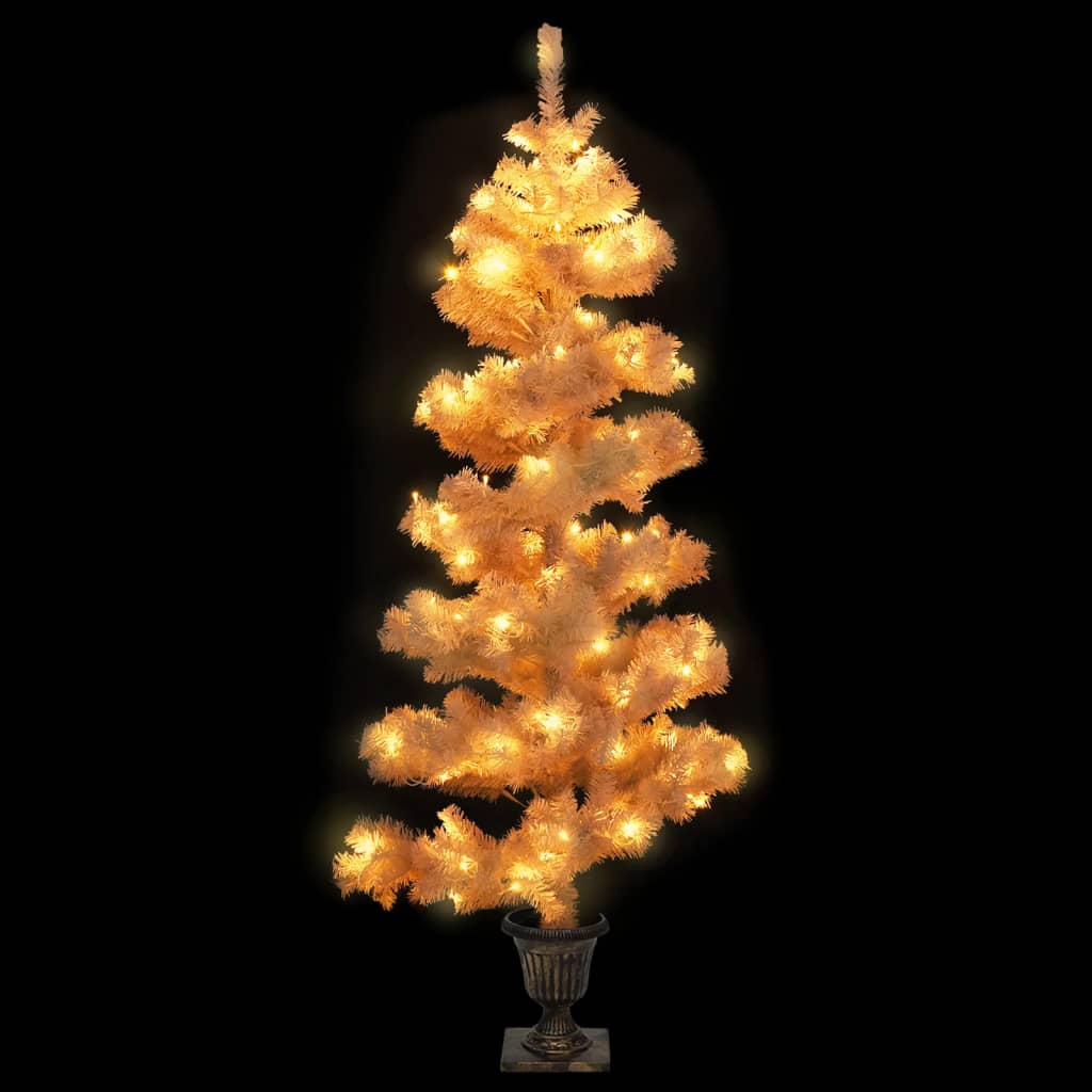 Spiral-Weihnachtsbaum mit Beleuchtung und Topf Weiß 120 cm - Pazzar.ch