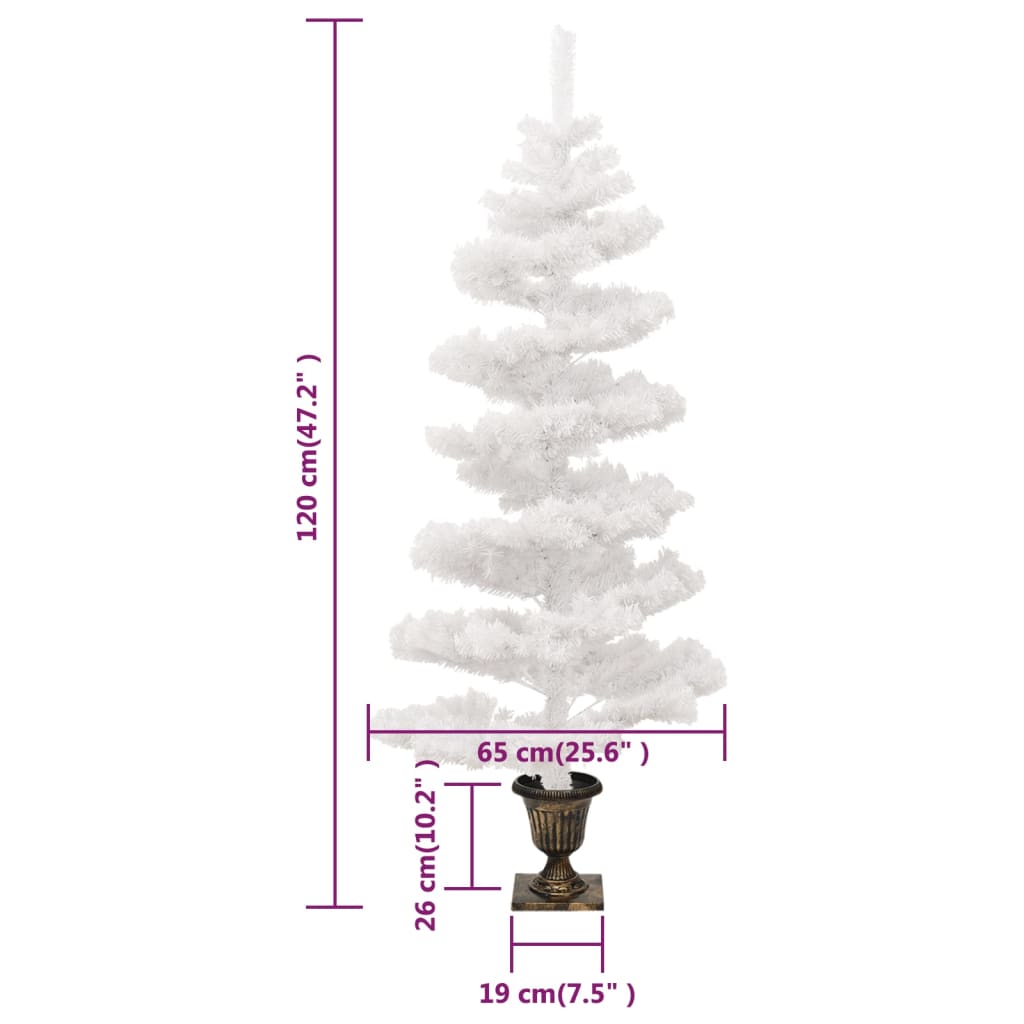 Spiral-Weihnachtsbaum mit Beleuchtung und Topf Weiß 120 cm - Pazzar.ch