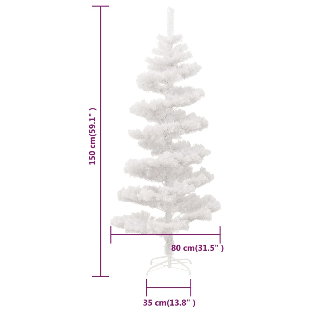 Spiral-Weihnachtsbaum mit Beleuchtung und Ständer Weiß 150 cm - Pazzar.ch