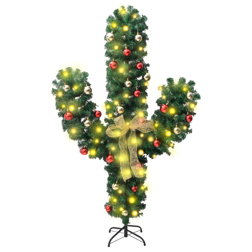 Weihnachtsdeko Kaktus mit Ständer und LED Grün 150 cm PVC - Pazzar.ch