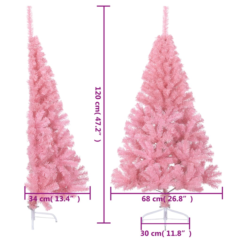 Künstlicher Halb-Weihnachtsbaum mit Ständer Rosa 120 cm PVC - Pazzar.ch