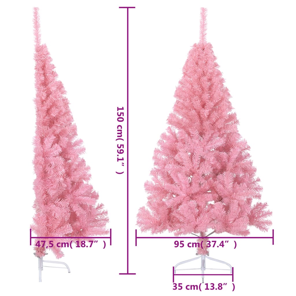 Künstlicher Halb-Weihnachtsbaum mit Ständer Rosa 150 cm PVC - Pazzar.ch