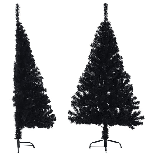 Künstlicher Halb-Weihnachtsbaum mit Ständer Schwarz 120 cm PVC - Pazzar.ch