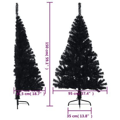 Künstlicher Halb-Weihnachtsbaum mit Ständer Schwarz 150 cm PVC - Pazzar.ch