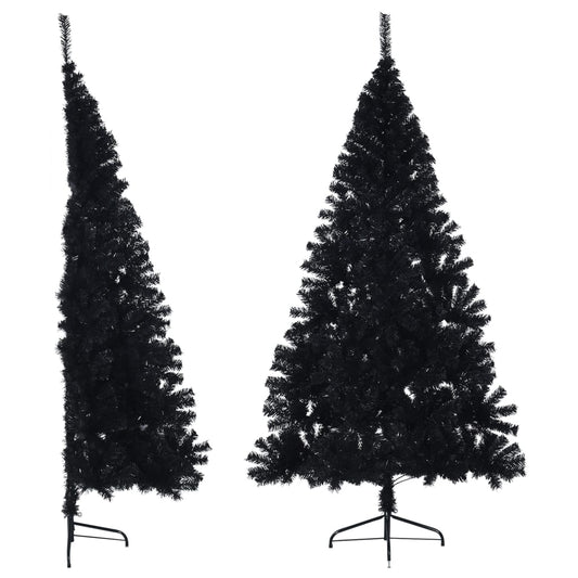 Künstlicher Halb-Weihnachtsbaum mit Ständer Schwarz 180 cm PVC - Pazzar.ch