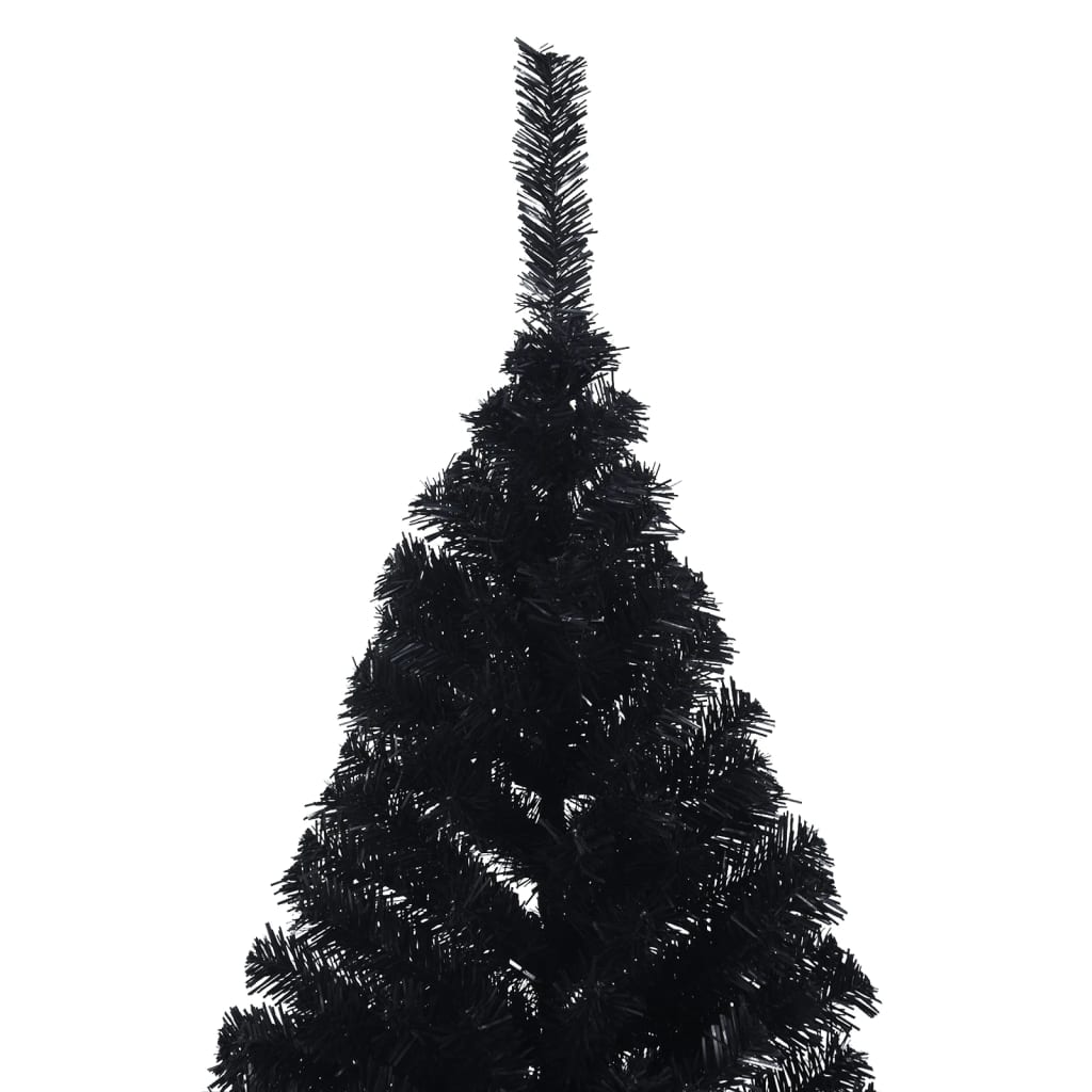 Künstlicher Halb-Weihnachtsbaum mit Ständer Schwarz 180 cm PVC