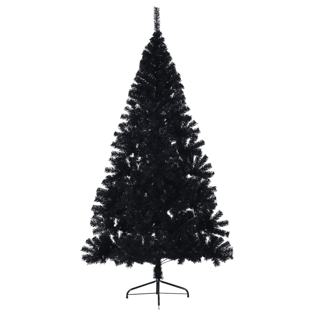 Künstlicher Halb-Weihnachtsbaum mit Ständer Schwarz 210 cm PVC - Pazzar.ch