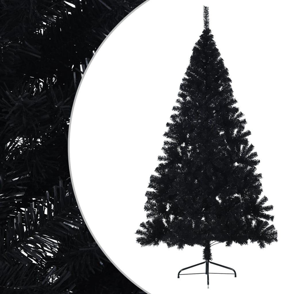 Künstlicher Halb-Weihnachtsbaum mit Ständer Schwarz 240 cm PVC - Pazzar.ch