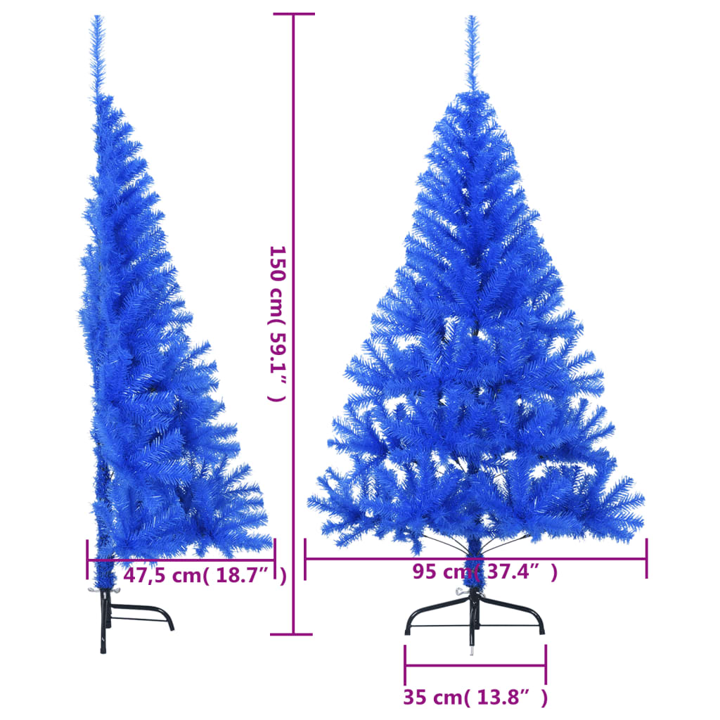 Künstlicher Halb-Weihnachtsbaum mit Ständer Blau 150 cm PVC - Pazzar.ch