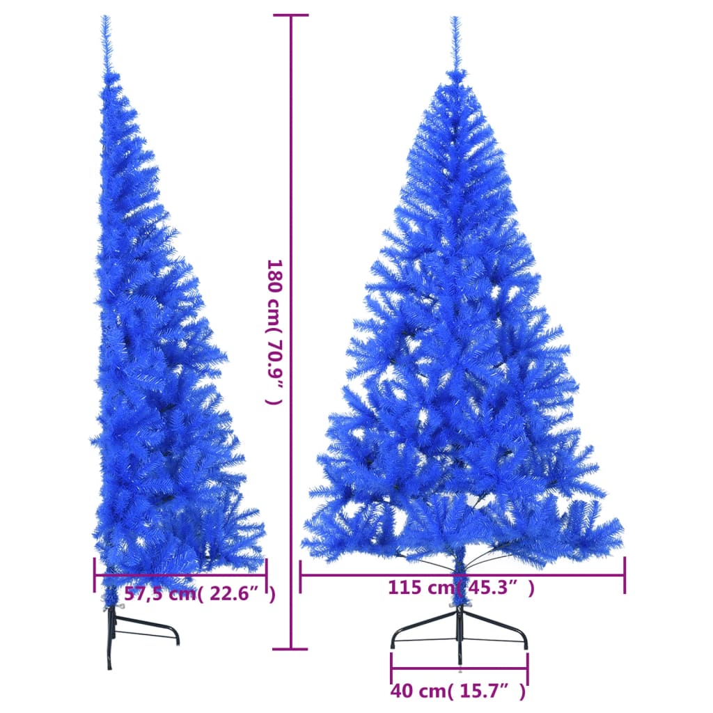 Künstlicher Halb-Weihnachtsbaum mit Ständer Blau 180 cm PVC