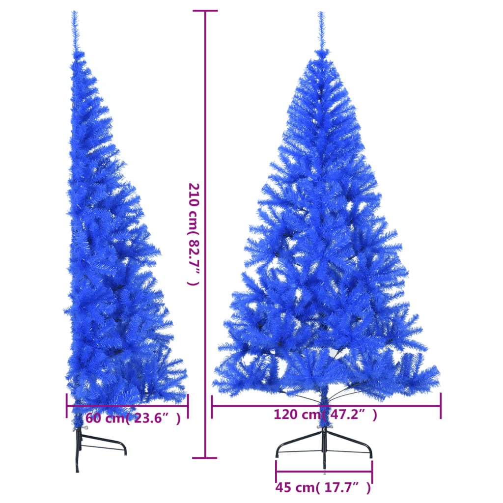 Künstlicher Halb-Weihnachtsbaum mit Ständer Blau 210 cm PVC - Pazzar.ch