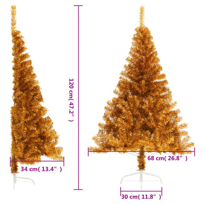 Künstlicher Halb-Weihnachtsbaum mit Ständer Gold 120 cm PET - Pazzar.ch