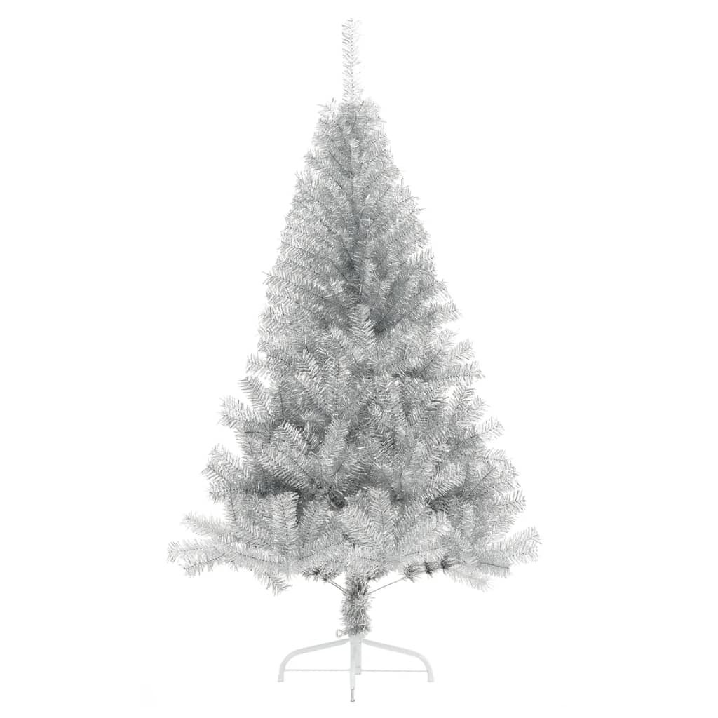 Künstlicher Halb-Weihnachtsbaum mit Ständer Silber 150 cm PET - Pazzar.ch