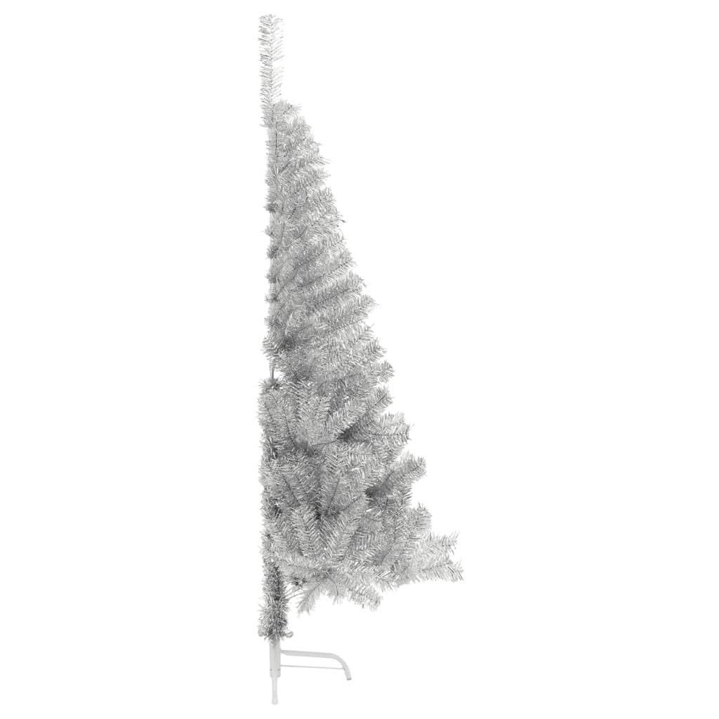 Künstlicher Halb-Weihnachtsbaum mit Ständer Silber 150 cm PET - Pazzar.ch