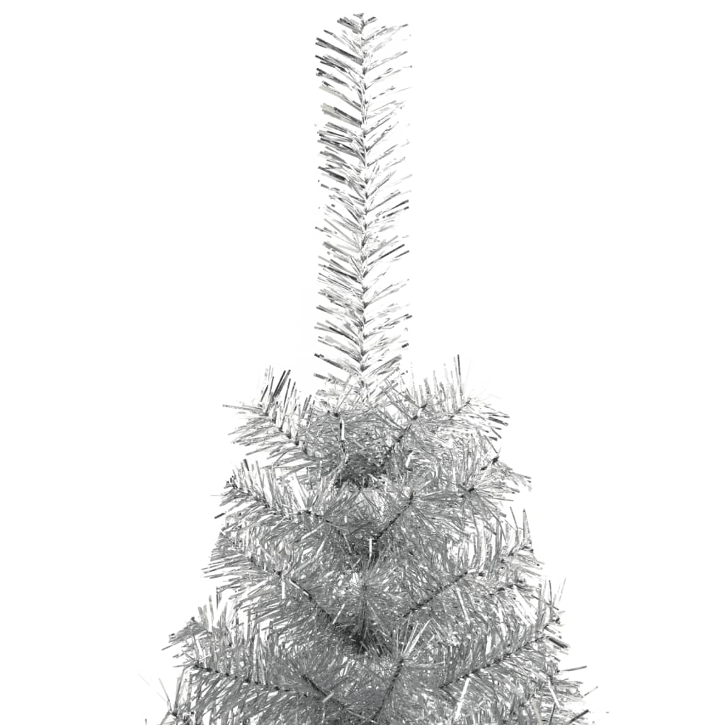 Künstlicher Halb-Weihnachtsbaum mit Ständer Silber 150 cm PET - Pazzar.ch