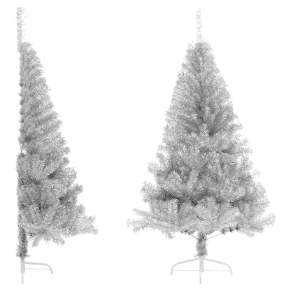 Künstlicher Halb-Weihnachtsbaum mit Ständer Silber 180 cm PET - Pazzar.ch