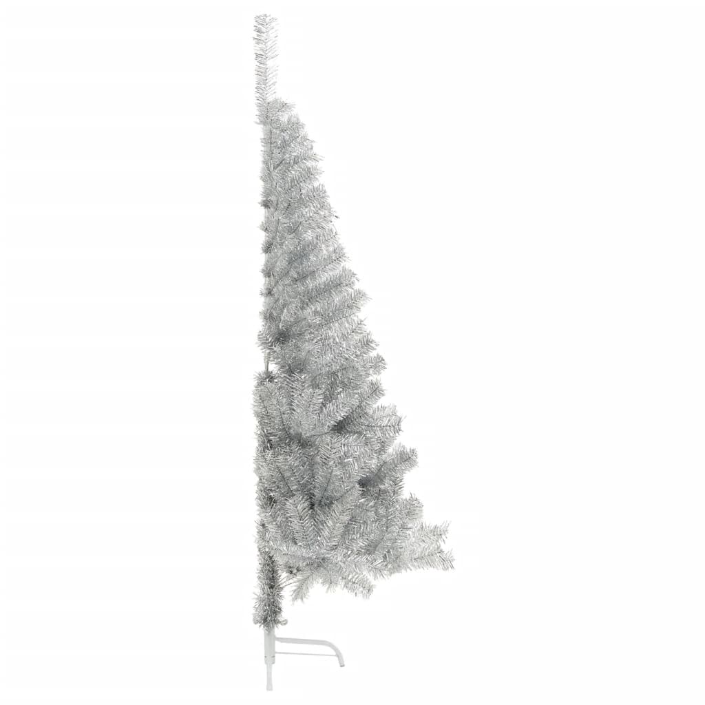 Künstlicher Halb-Weihnachtsbaum mit Ständer Silber 180 cm PET - Pazzar.ch