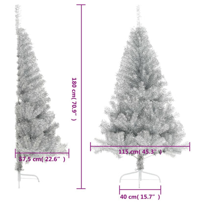 Künstlicher Halb-Weihnachtsbaum mit Ständer Silber 180 cm PET - Pazzar.ch