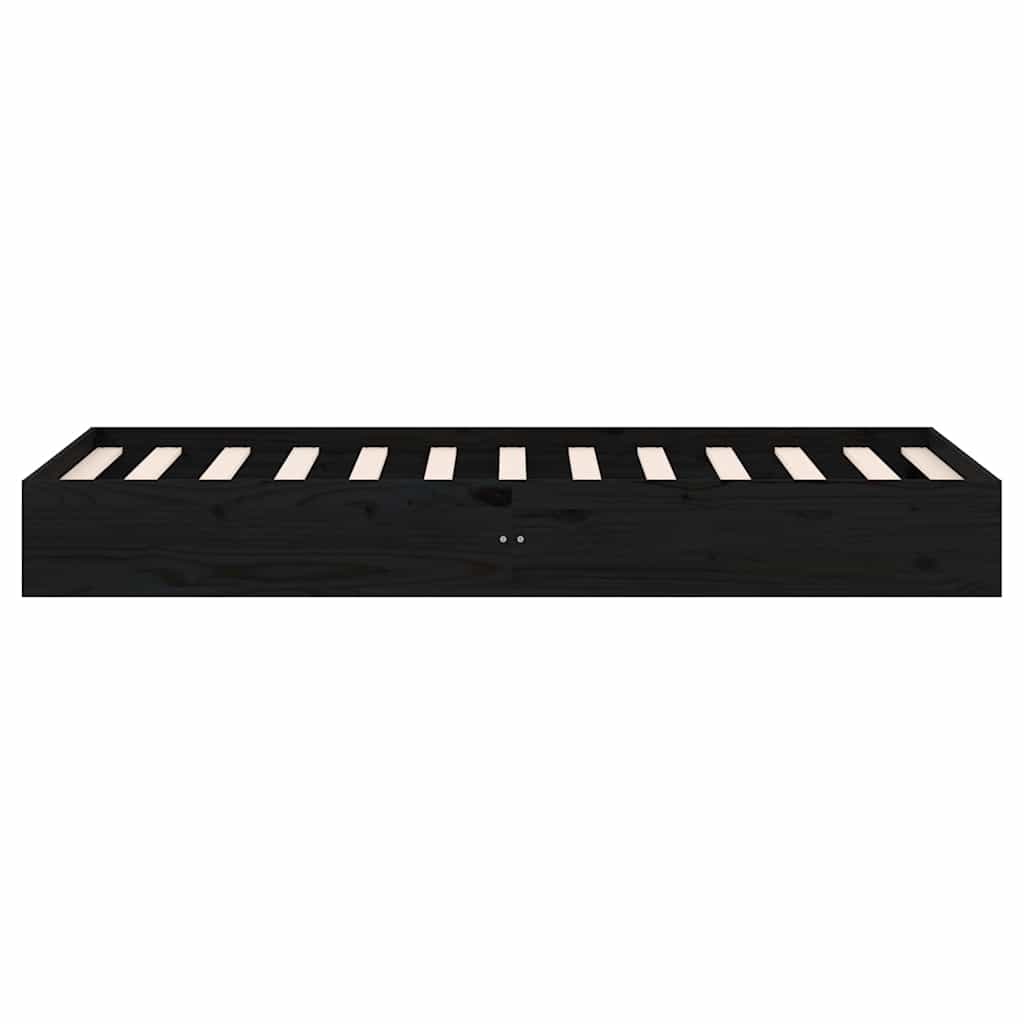 Massivholzbett ohne Matratze Schwarz 75x190 cm
