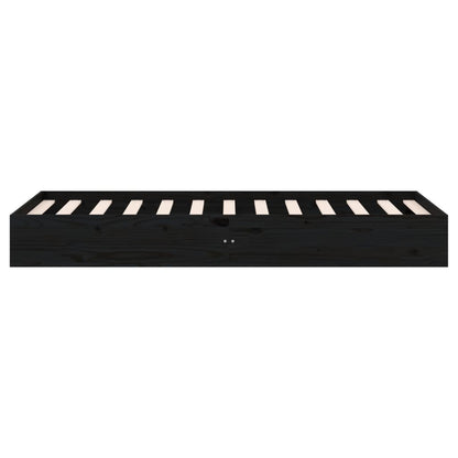 Massivholzbett ohne Matratze Schwarz 75x190 cm