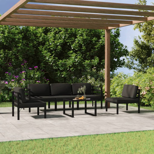 6-tlg. Garten-Lounge-Set mit Kissen Aluminium Anthrazit - Pazzar.ch