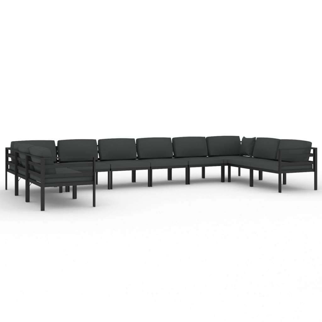 10-tlg. Garten-Lounge-Set mit Kissen Aluminium Anthrazit - Pazzar.ch