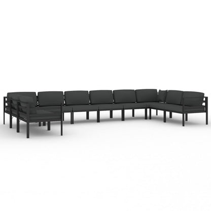 10-tlg. Garten-Lounge-Set mit Kissen Aluminium Anthrazit - Pazzar.ch