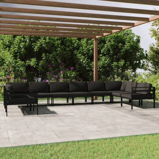 10-tlg. Garten-Lounge-Set mit Kissen Aluminium Anthrazit - Pazzar.ch