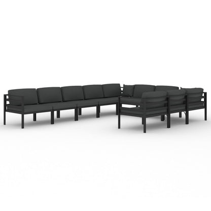 10-tlg. Garten-Lounge-Set mit Kissen Aluminium Anthrazit - Pazzar.ch