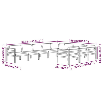 10-tlg. Garten-Lounge-Set mit Kissen Aluminium Anthrazit - Pazzar.ch