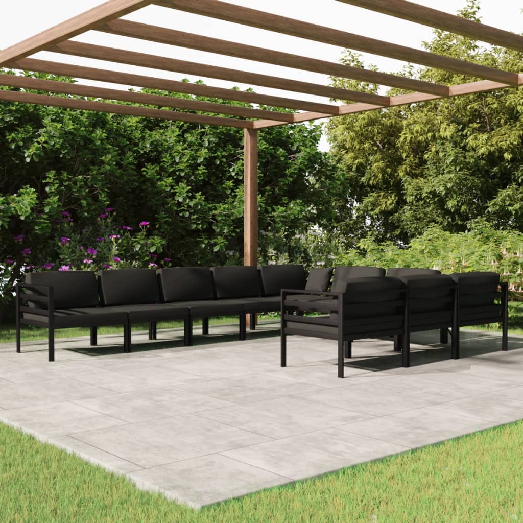 10-tlg. Garten-Lounge-Set mit Kissen Aluminium Anthrazit - Pazzar.ch