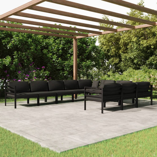10-tlg. Garten-Lounge-Set mit Kissen Aluminium Anthrazit - Pazzar.ch