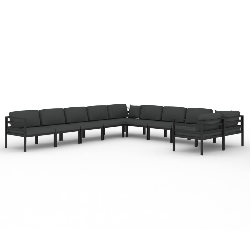 10-tlg. Garten-Lounge-Set mit Kissen Aluminium Anthrazit - Pazzar.ch