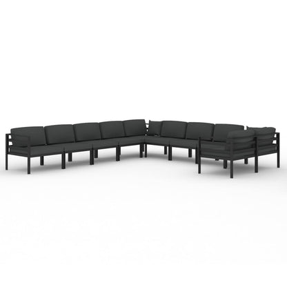 10-tlg. Garten-Lounge-Set mit Kissen Aluminium Anthrazit - Pazzar.ch